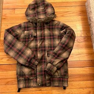 Burton Plaid Ski Coat Size XS‎ - Nice Used Condition! 🎿⛷️ Olive Green